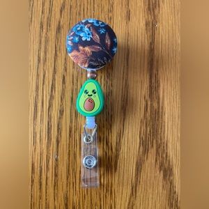 New custom made Avocado with Brown Pearl Bead Interchangeable Badge Reel.